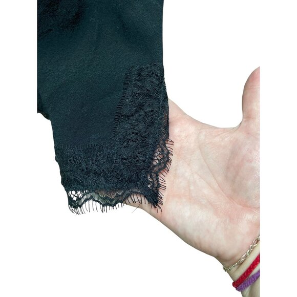 Express Y2K Lace Trim Slip Dress Black Size L Minimalist Fairy Whimsigoth Boho - Picture 8 of 12